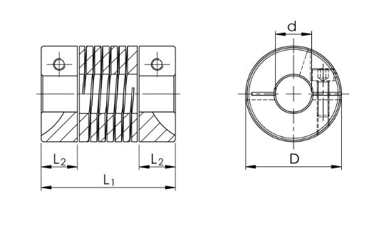 5.1.2 Ausgleichskupplungen KA, kurz, aus Aluminium - Spiralkupplung, Beamkupplung, Wendelkupplung