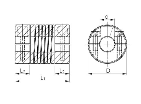 5.1.3 Ausgleichskupplungen KA, kurz, aus Edelstahl - Spiralkupplung, Beamkupplung, Wendelkupplung
